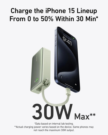 Anker Nano Power Bank (30W, Built-In USB-C Cable) Anker