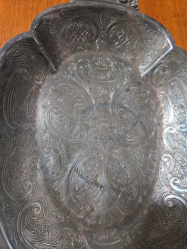 Vintage Barker Ellis English Silver Plated Repoussé Trinket Dish / Tray POS Nerds