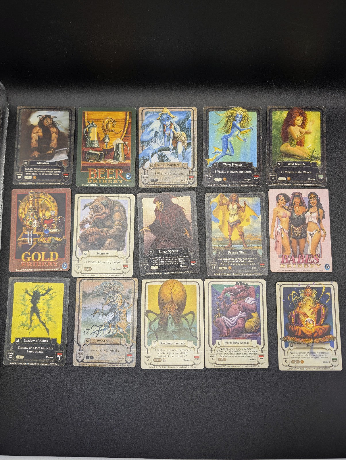 60- Vintage Guardians CCG (Collectible Card Game) Lot with Rule Book – 1995 FPG POS Nerds