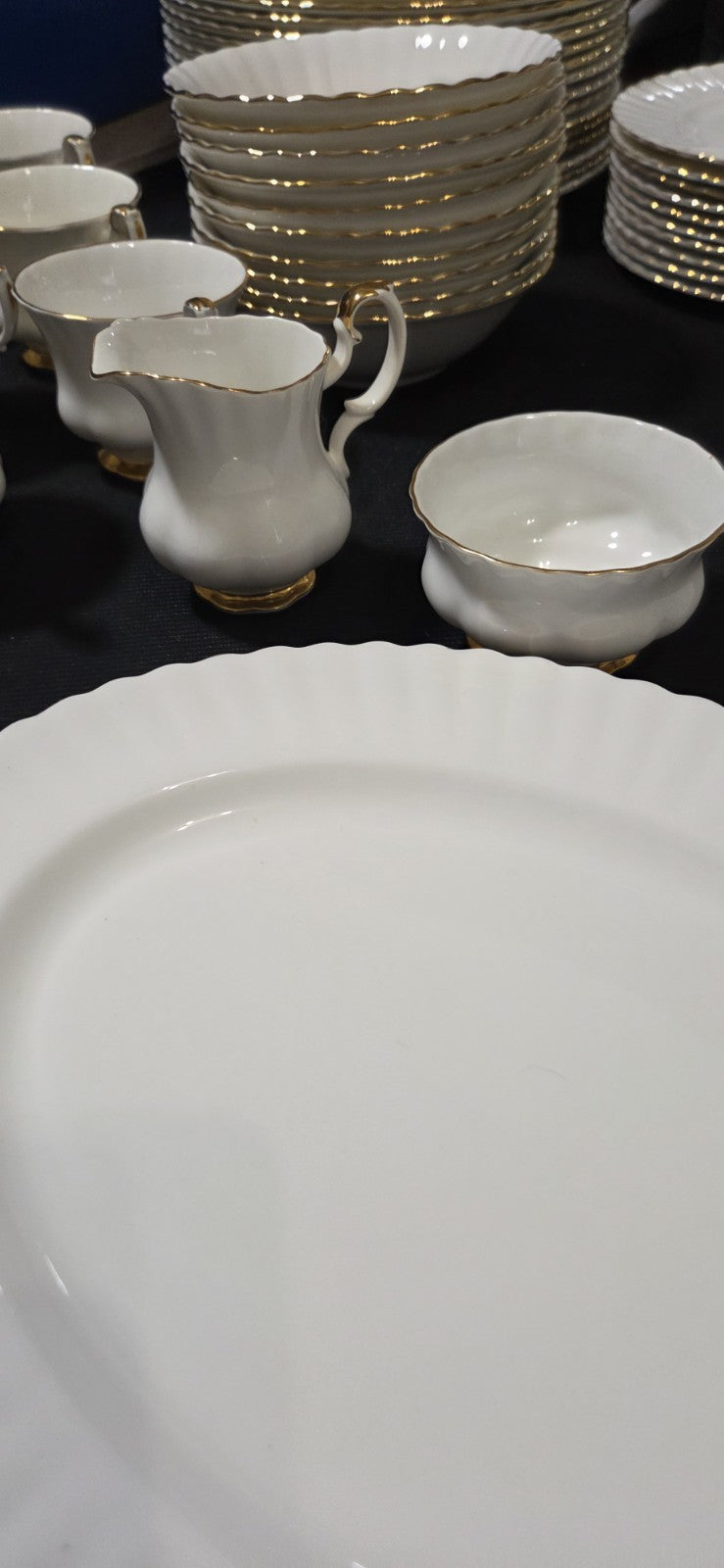 Vintage ~ 1960 Royal Albert Val D’or Snow Queen 96 Piece England  Bone China Set POS Nerds