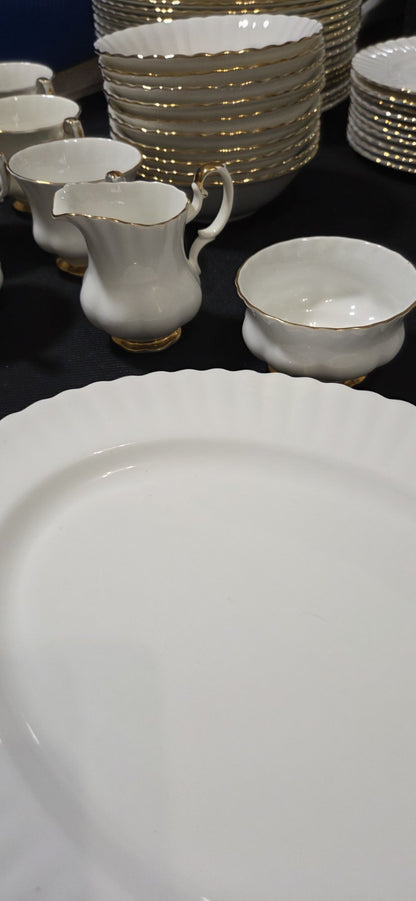 Vintage ~ 1960 Royal Albert Val D’or Snow Queen 96 Piece England  Bone China Set POS Nerds