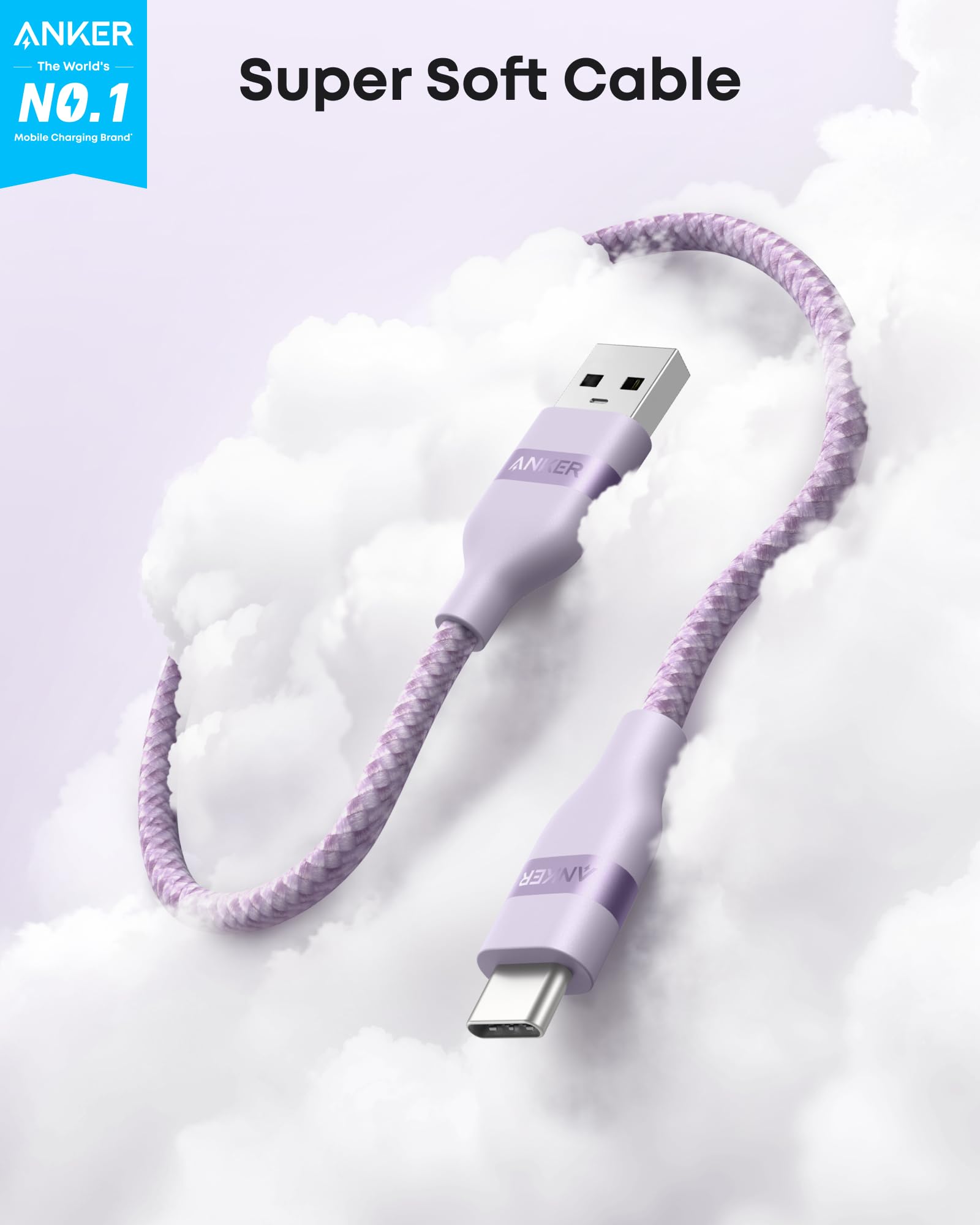 Anker USB-A to USB-C Cable (3 ft / 6 ft, Upcycled-Braided) Anker