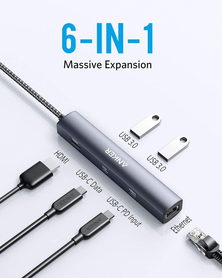 Anker <b>543</b> USB-C Hub (6-in-1, Slim) Anker