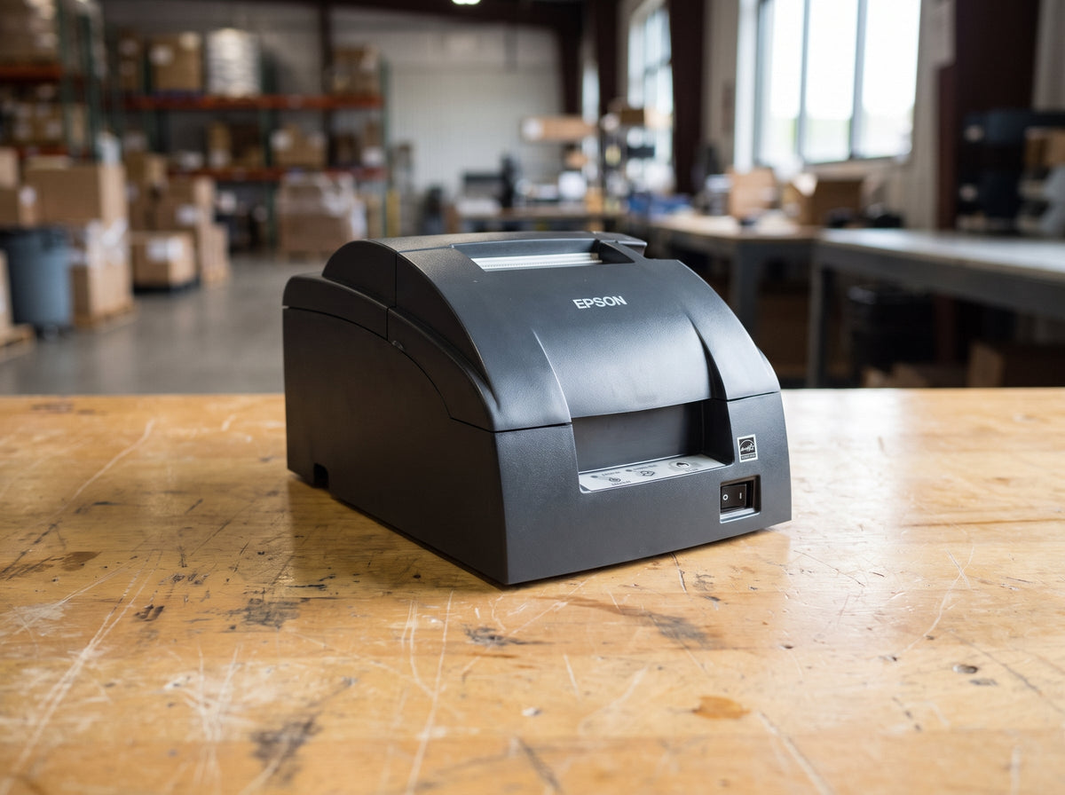 Epson TM-U220B 9-Pin Impact Receipt and Kitchen Printer Serial RS-232C Autocutter Dark Gray with Power Supply C31C514653 Barcode Printer Shop