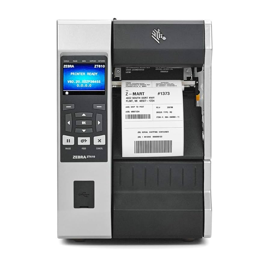 Zebra Industrial Label Printer ZT610 600 DPI 4.09" Width ZT61046-T010100Z Barcode Printer Shop
